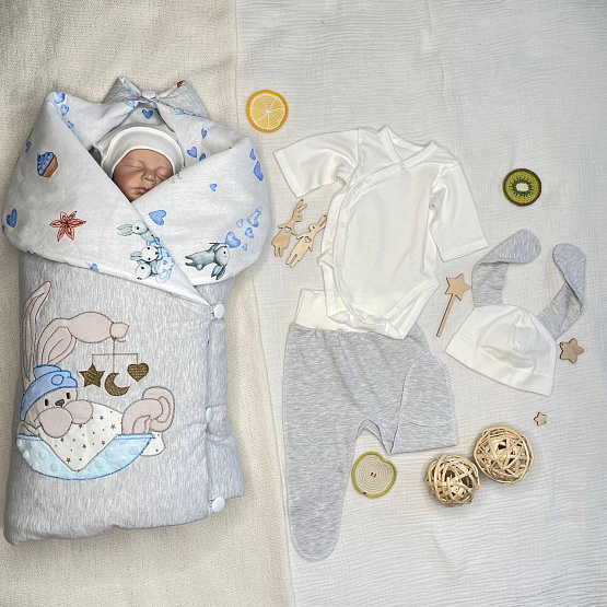 Арт.419 Комплект на выписку "Лежебока". голубой