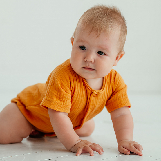 Д-38 Боди муслин, на кнопках, горчица