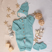 Комплект вязаный. Комбинезон с шапочкой и пинетками арт.КД-204