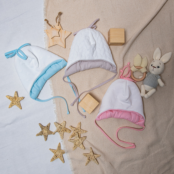  Шапочка детская утепленная на завязках арт.Б-266, голубой