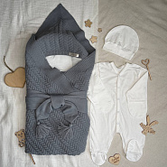 Арт. 464 Вязаный комплект на выписку, серый