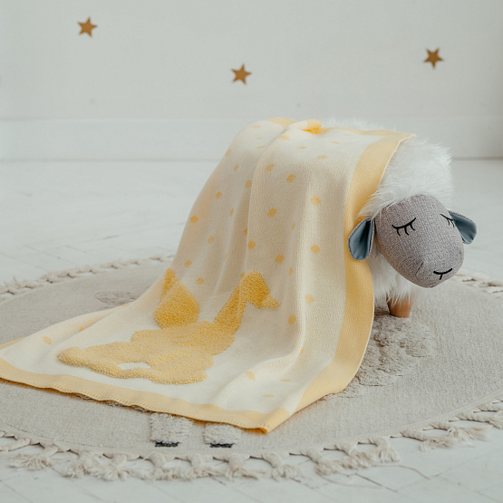 ПВ-39 Плед вязаный «Зая». Желтый