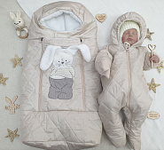 Комплект прогулочный конверт с комбинезоном "Зайка-Зазнайка" арт. 11-411 серый