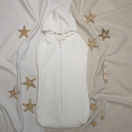 0321 Пелёнка на молнии с капюшоном (0-3 мес).белый 