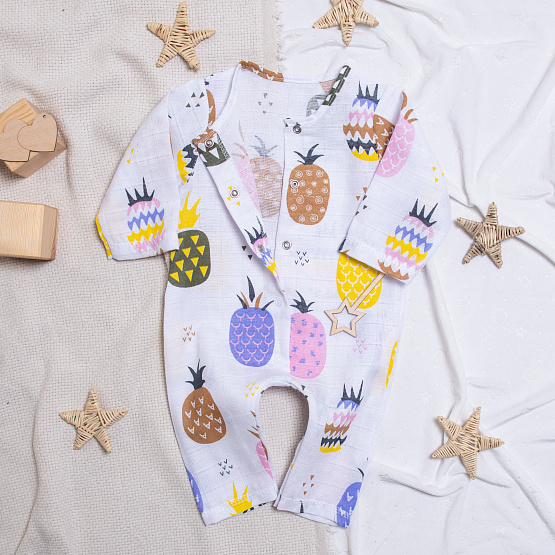 М-512 Комбинезон-слип из муслина, " Ананасы"