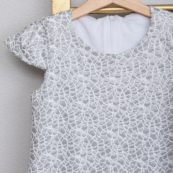 №0838 Платье для девочки "Одри", серебро