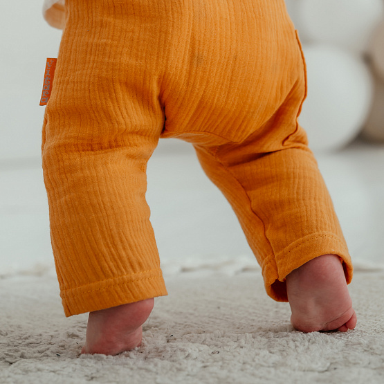 К-331 Костюм, штаны и рубашечка из муслина (горч.+ молоч.)