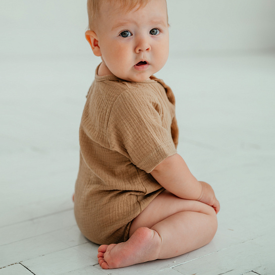 Д-38 Боди муслин, на кнопках, шоколад