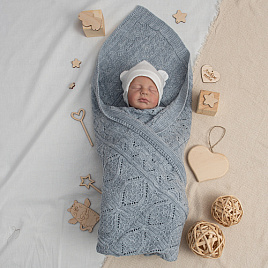 Плед детский вязаный арт.ПВ-30 серый