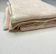 ПВ-31 Плед вязаный "Царский", пудро-молочный