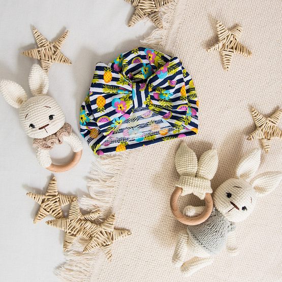 Шапочка детская для девочки "Бантик" №Б-284 полоска