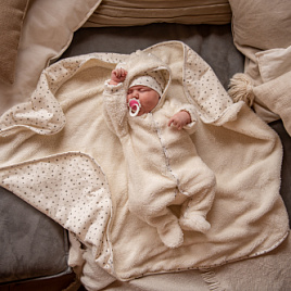 Комбинезон «Плюшик» с капюшоном арт.М-464 молочный