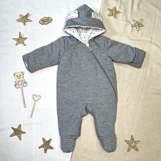 Комбинезон утепленный из футера арт.М-498, серый