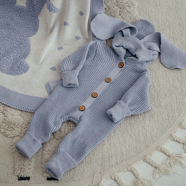 ПВ-39 Плед вязаный «Зая». серый софт