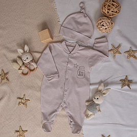 Комбинезон с шапочкой арт. М-508, принт "Бутылочка"