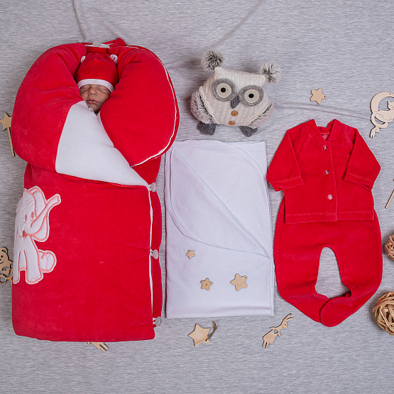 Комплект на выписку №172 "Улыбка" красный