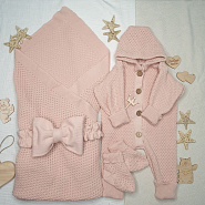 Арт. КВ-102 Вязанный комплект на выписку, пудра