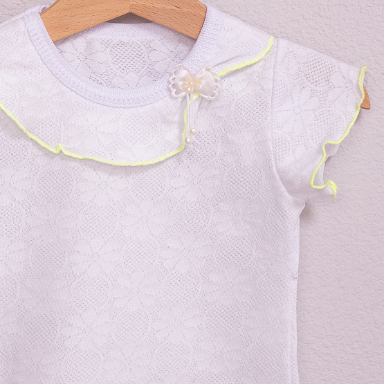 Футболка для девочки ажурная, белая арт.Ф-108 