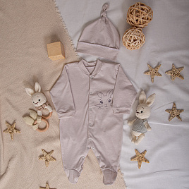 Комбинезон с шапочкой арт. М-508, принт "Заяц"