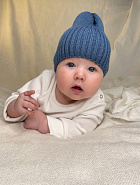 Б-299 Шапочка детская в стиле "Бини". вязаная. полушерсть, джинс