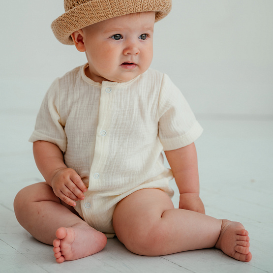 Д-38 Боди муслин, на кнопках, молочный