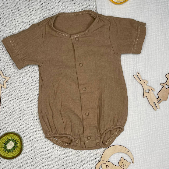 Д-38 Боди муслин, на кнопках, шоколад