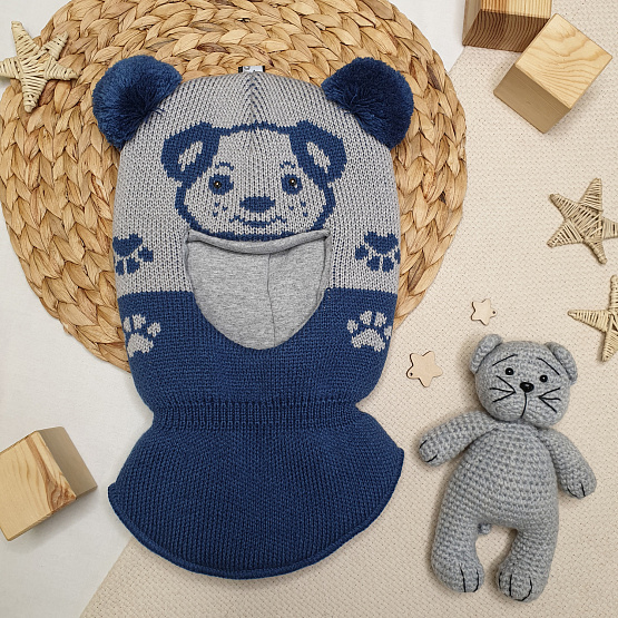 № Б-287 Шапка-шлем дет. "Лапки", для мальчика 2-5 лет