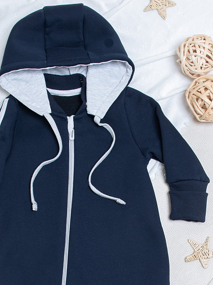 Комбинезон "Вырастайка" из футера с начёсом, арт.М-516, тёмно-синий