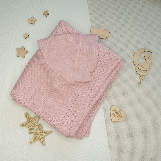 ПВ-32 Плед детский с шапкой "Кармашек", вязаный.