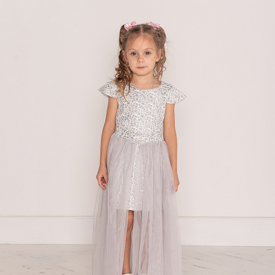 №0838 Платье для девочки "Одри", серебро
