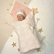 ПВ-31 Плед вязаный "Царский", пудро-молочный