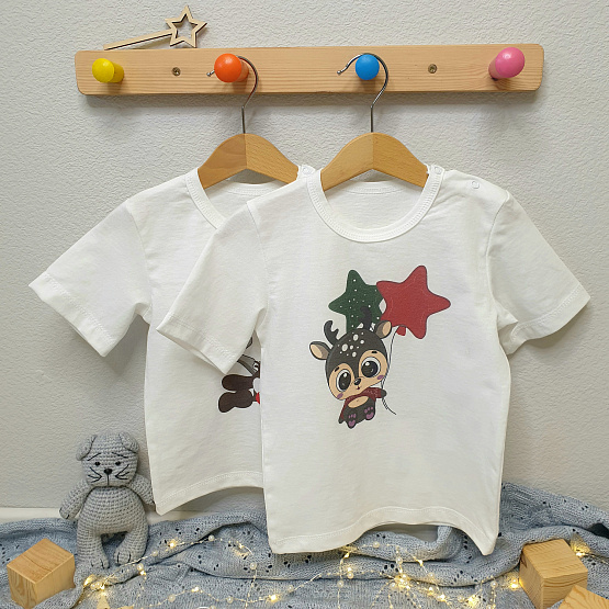 Футболка с новогодним принтом "Оленёнок" арт.Ф-164