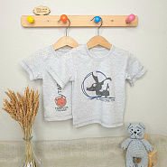 Футболка на двух кнопках, серая с принтом ADVENTURE TIME арт.Ф-165-2