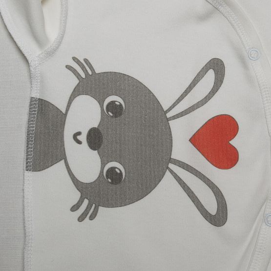 №М-497 Комбинезон с шапочкой на кнопках с принтом заяц