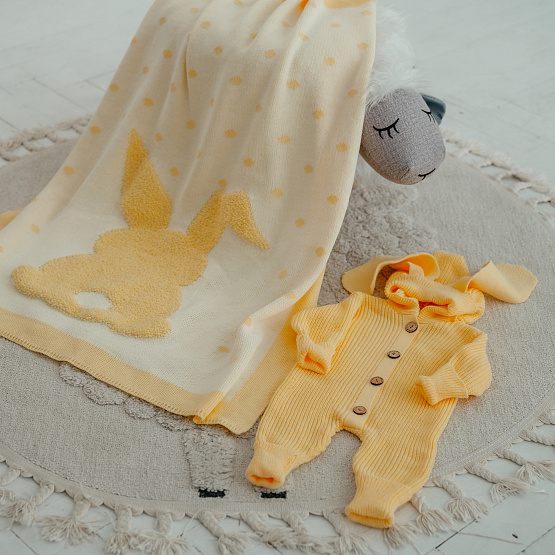 ПВ-39 Плед вязаный «Зая». Желтый