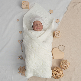 Плед детский вязаный арт.ПВ-30 молочный