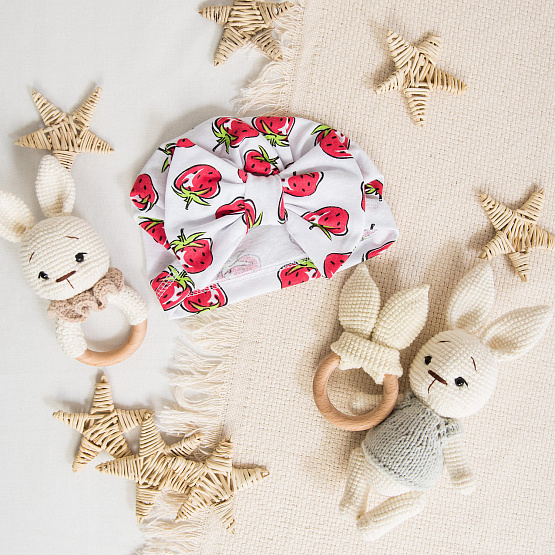 Шапочка детская для девочки "Бантик" №Б-284 полоска