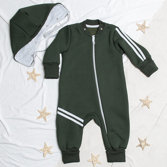 Комбинезон "Вырастайка" из футера с начёсом, арт.М-516, хаки