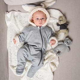 Комбинезон детский на молнии арт.М-468 серо-молочный