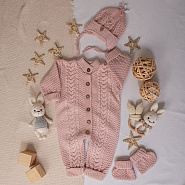 Комплект вязаный. Комбинезон с шапочкой и пинетками арт.КД-204