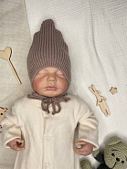 Б-301 Вязаная шапочка на завязках. Шоколад