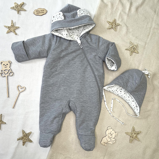 Комбинезон утепленный из футера арт.М-498, серый