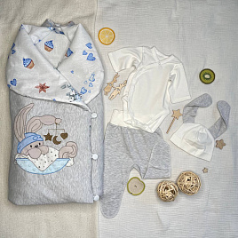 Арт.419 Комплект на выписку "Лежебока". голубой