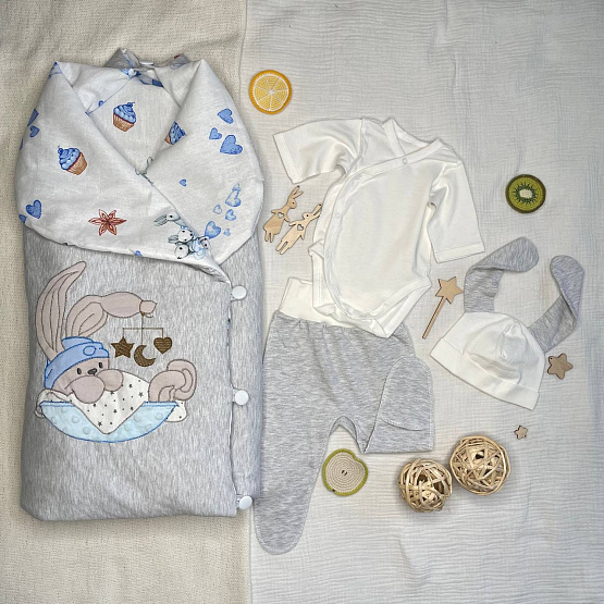 Арт.419 Комплект на выписку "Лежебока". голубой