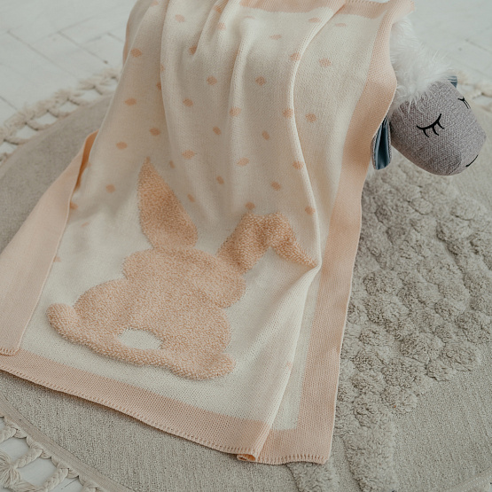 ПВ-39 Плед вязаный «Зая». Бежевый