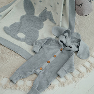 Пв-37, плед вязаный "зайка" серый, полушерсть