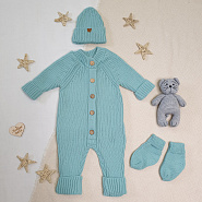 Комплект вязаный. Комбинезон, шапочка, носочки арт.КД-205, мятный