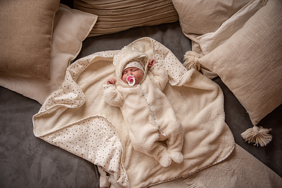 Комбинезон «Плюшик» с капюшоном арт.М-464 молочный