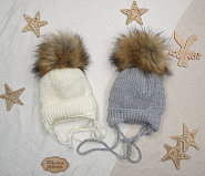 Б-298 Шапочка вязаная с понпоном серая