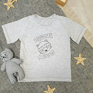 Футболка на двух кнопках, серая с принтом MONS арт.Ф-165-4